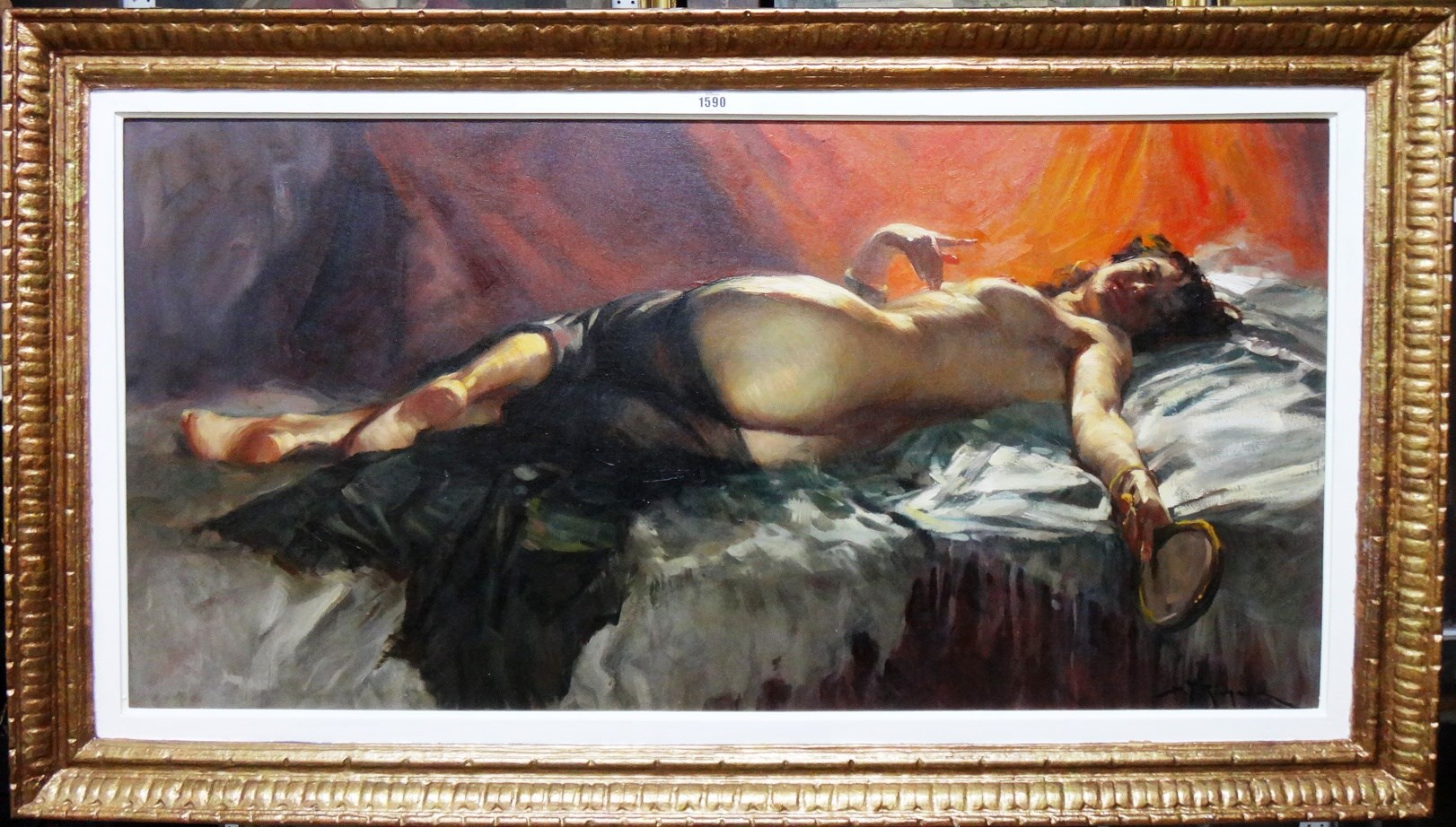 Appraisal: Durando Togo Richard - Reclining nude oil on canvas signed