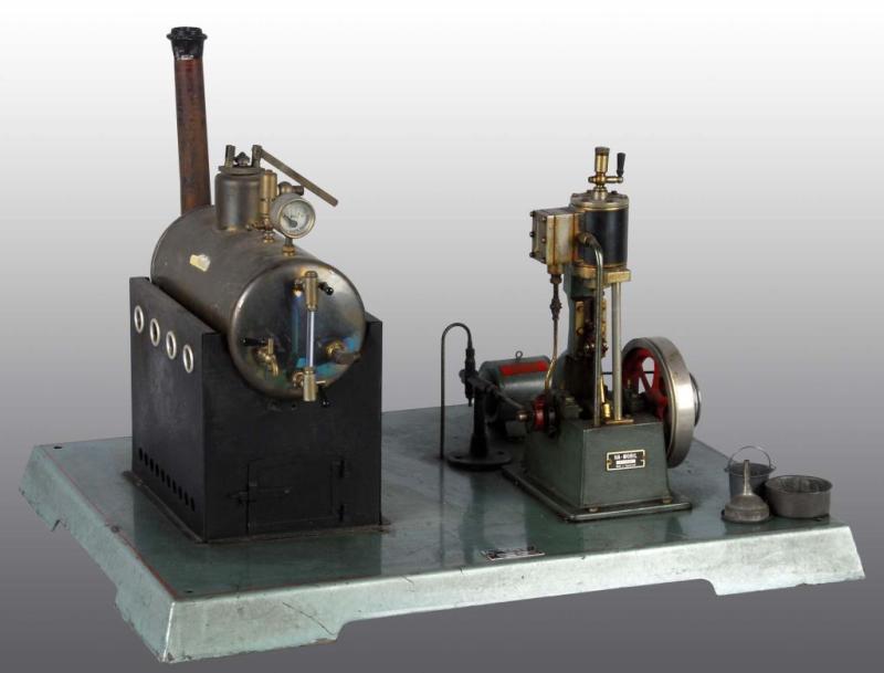 Appraisal: H A Mobil Steam Engine on Greenish Blue Base Description