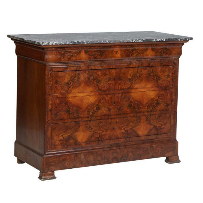 Appraisal: French Provincial Louis Philippe Carved Cherry Marble Top Commode th