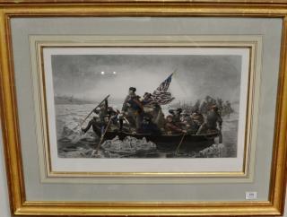 Appraisal: After Emanuel Gottlieb Leutze - steel engraving Washington Crossing the