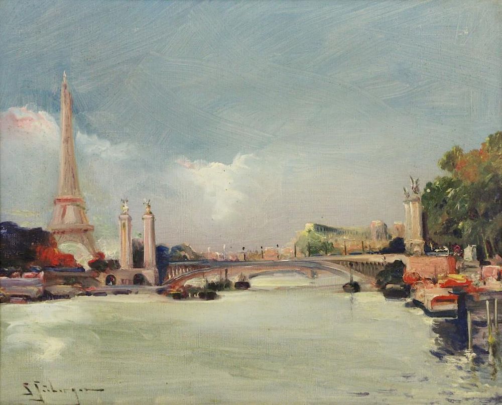 Appraisal: SEEBERGER Samuel Oil on Canvas La Seine Paris Signed lower