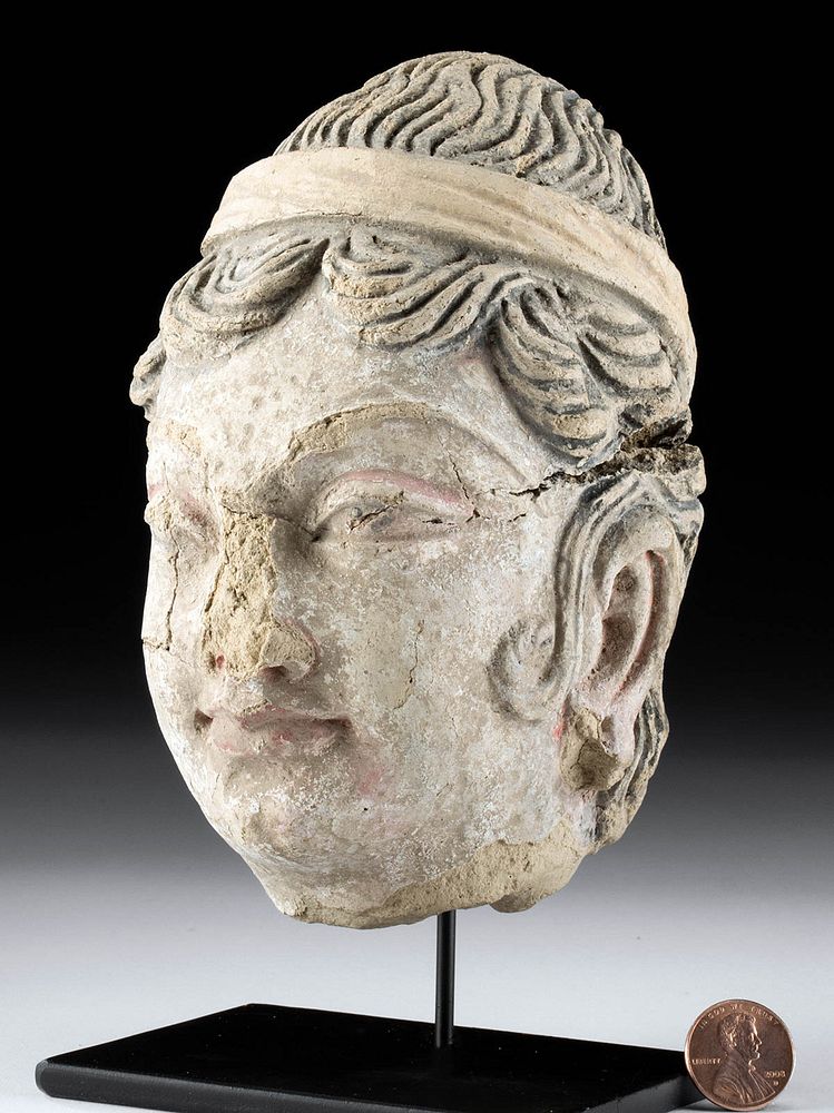 Appraisal: nd C Gandharan Stucco Head - Bodhisattva Prince Central Asia