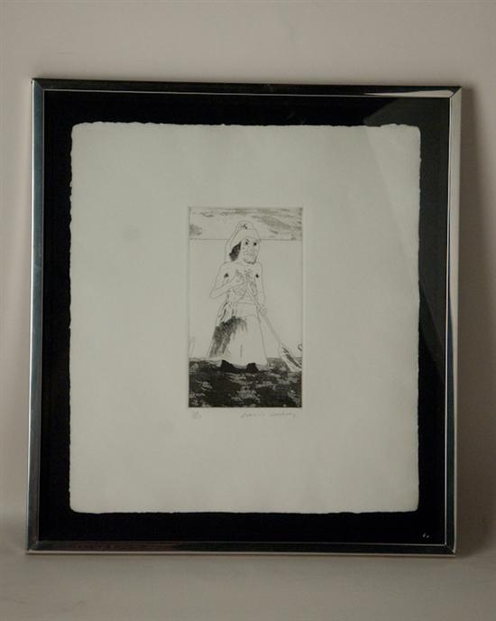 Appraisal: Artist Unknown Man with Broom Engraving Limited edition Signed lower