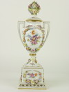 Appraisal: URN ON PEDESTAL - Three part Meissen porcelain covered urn