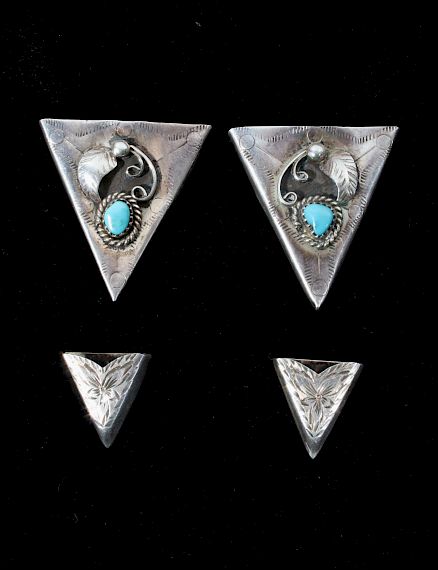 Appraisal: Navajo and Western Sterling Silver Collar Tabs Up for bidding