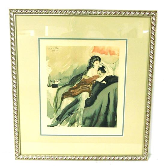 Appraisal: Marcel Vertes Hungarian - Couple Making Love color print depicts