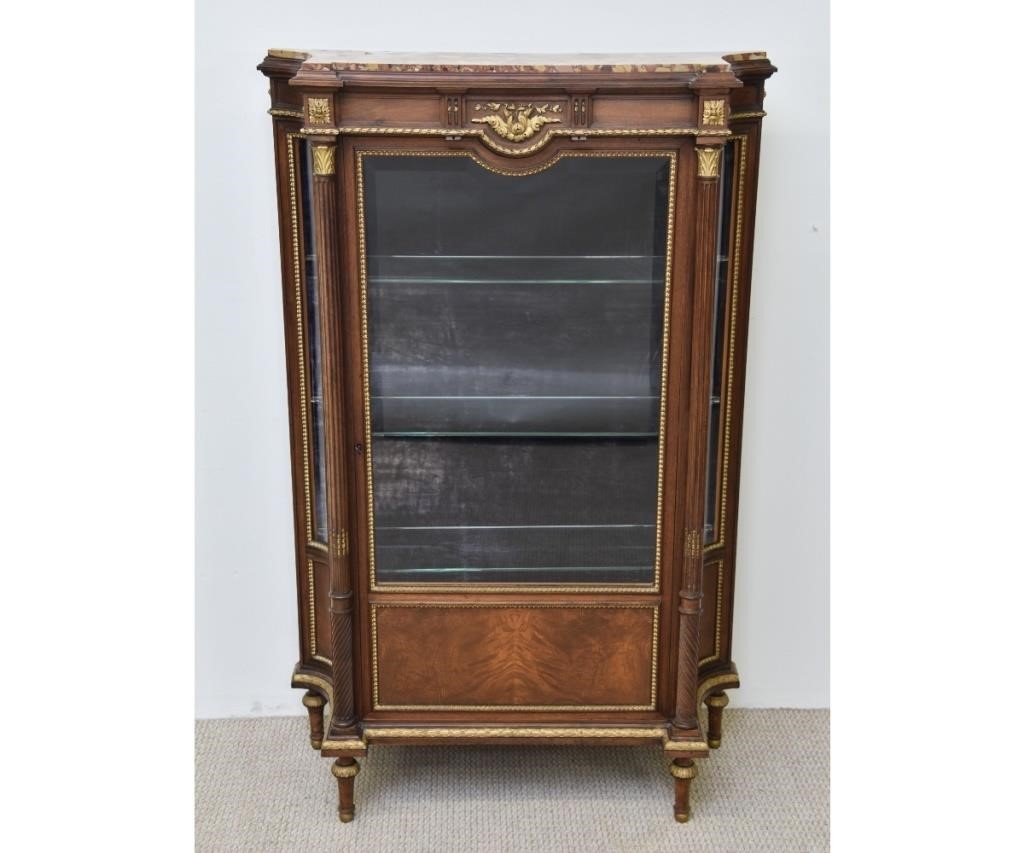 Appraisal: French walnut china cabinet late th c with marble top