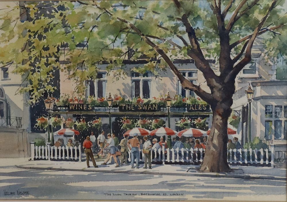 Appraisal: William Newton Signed Watercolor The Swan Bayswater Road London From