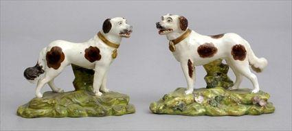 Appraisal: PAIR OF ENGLISH PORCELAIN FIGURES OF BORDER COLLIES Each brown