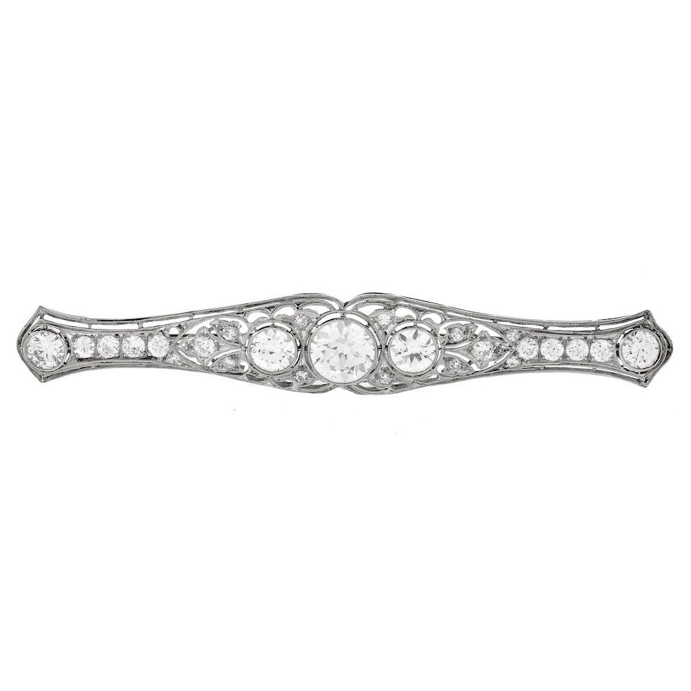 Appraisal: Art Deco Diamond Platinum Bar Brooch Art Deco Approx Old