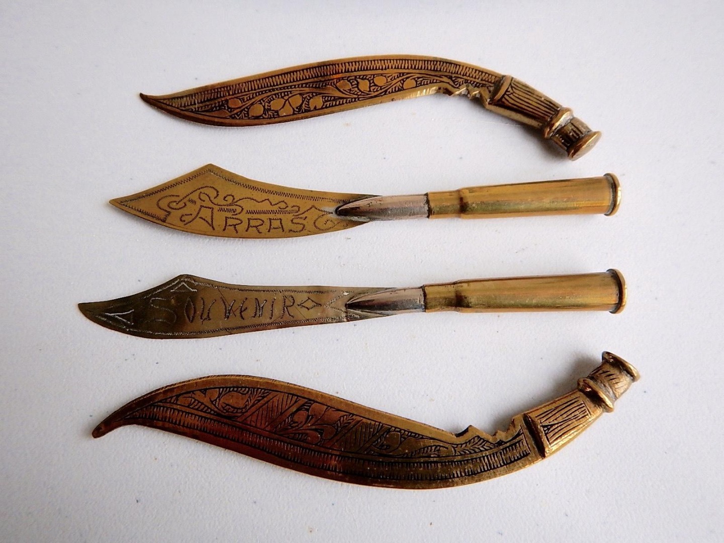 Appraisal: Two WWI trench art souvenir knives one for St Omer