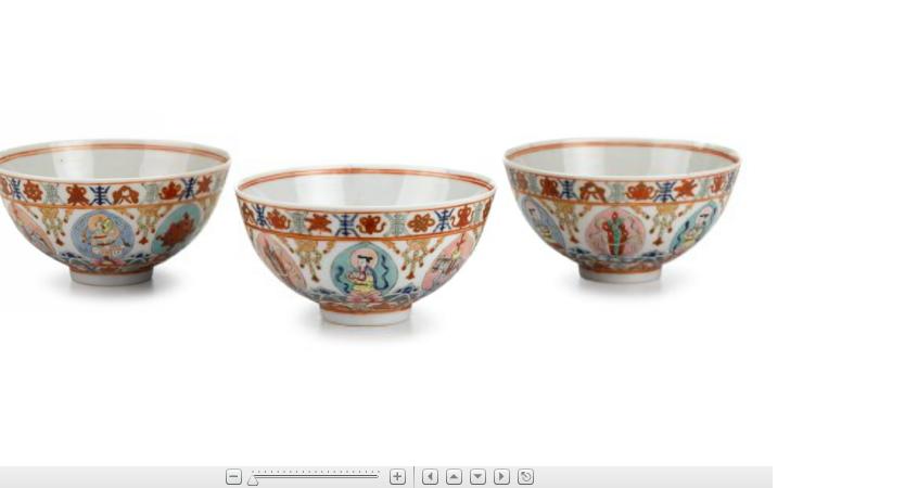 Appraisal: Three Chinese famille rose 'Baragon Tumed' porcelain bowls early th