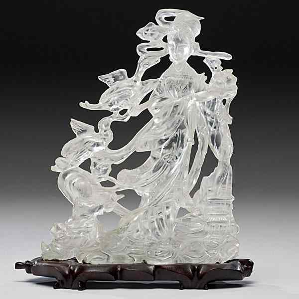 Appraisal: Very Large Chinese Rock Crystal Guanyin Carving China th century