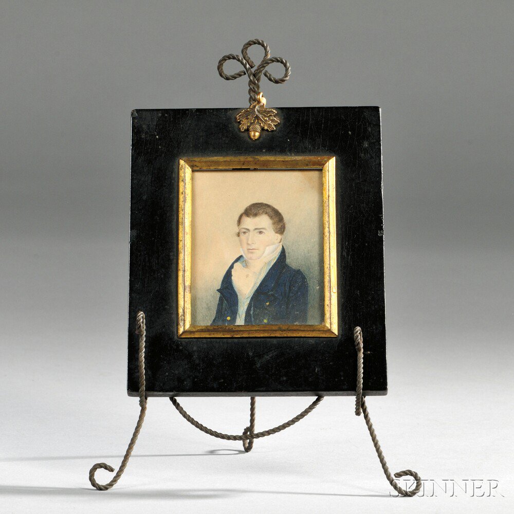 Appraisal: Framed Portrait Miniature of a Gentleman on a wirework frame