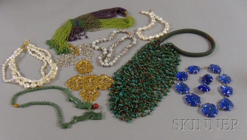 Appraisal: Group of Costume Jewelry including an Asian cloisonne bead necklace