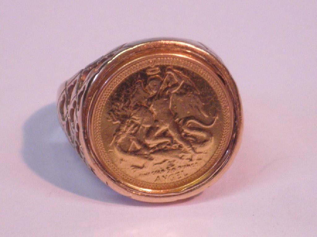 Appraisal: A coin set signet ring ct gold