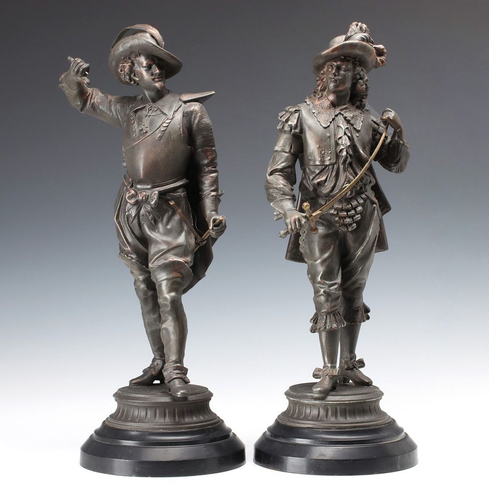 Appraisal: A PAIR OF ANSONIA CAVALIER FIGURAL SIDE PIECES The matched