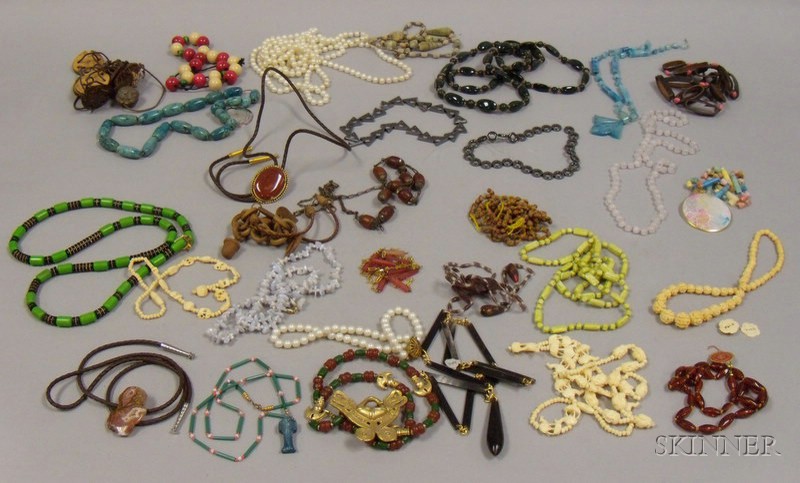 Appraisal: Large Group of Assorted Necklaces including examples in bone glass