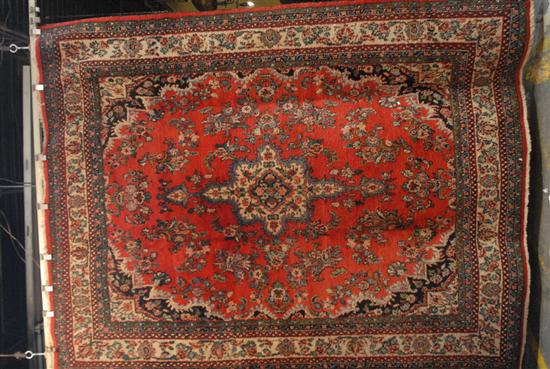 Appraisal: CARPET A Persian Heriz style area rug Executed in red