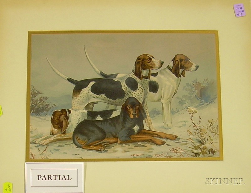 Appraisal: Two Framed Chromolithographs of Hunting Dogs After Alexander Pope Jr