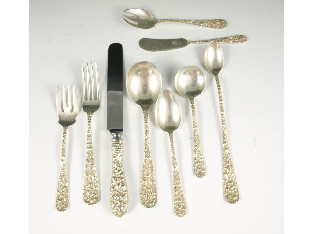 Appraisal: Sterling Flatware Service Stieff Rose pieces includes knives l forks