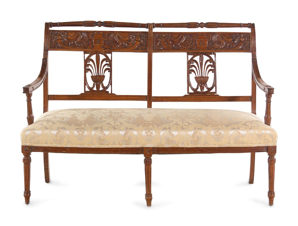 Appraisal: An Italian Carved Fruitwood Bench An Italian Carved Fruitwood Bench