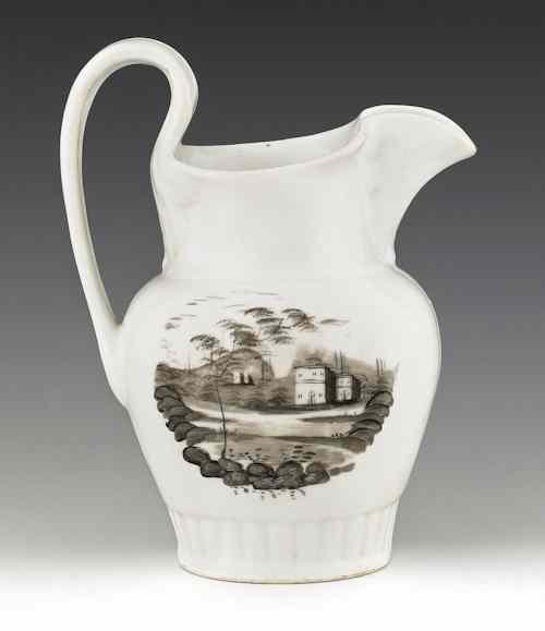 Appraisal: Philadelphia Tucker porcelain pitcher ca with grisaille landscape decoration h