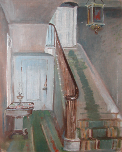 Appraisal: Stairway Hetzel Lila B American - oil on canvas laid