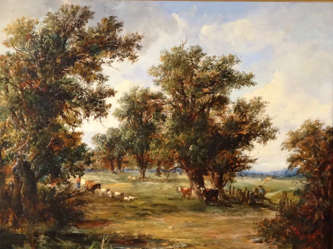 Appraisal: Alfred Vickers - Figures driving cattle in a woodland oil