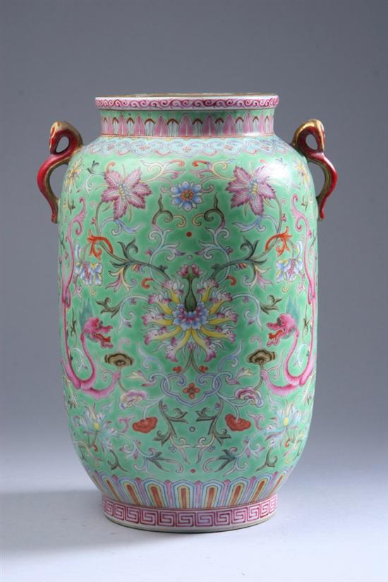 Appraisal: CHINESE FAMILLE ROSE PORCELAIN VASE Jiaqing mark mid- th century