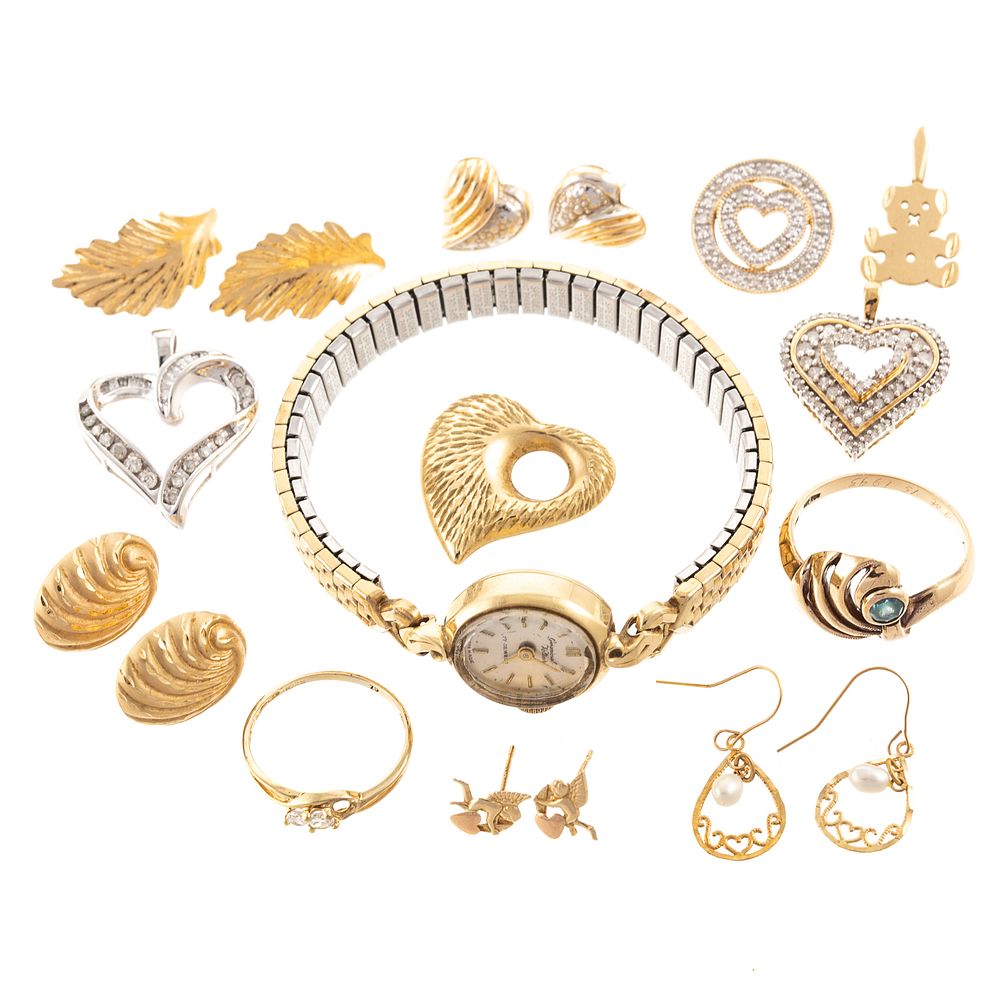 Appraisal: A Large Collection of K K Jewelry Four pairs of