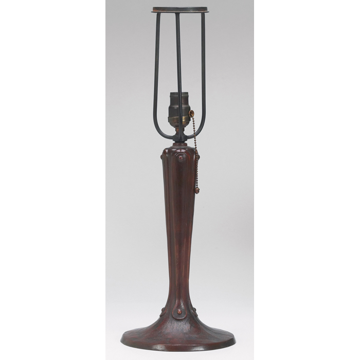 Appraisal: Handel lamp base single-socket form in bronzed metal original patina