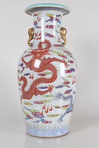 Appraisal: A CHINESE DRAGON-DECORATING MASSIVE DUO-HANDLED ANCIENT A Chinese Dragon-decorating Massive