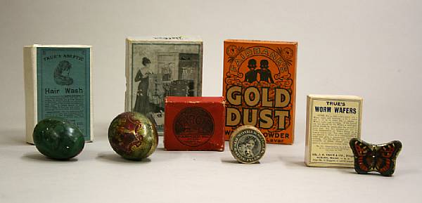 Appraisal: Paper Litho Household Advertising Tins Curious array of household boxes