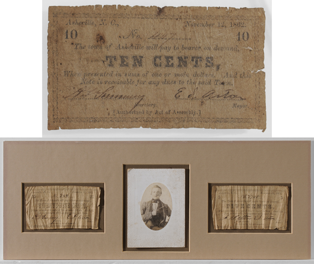 Appraisal: Three Pieces Asheville North Carolina Civil War Currency fractional issue