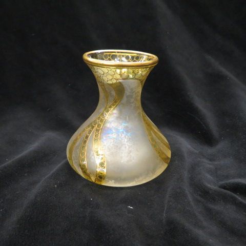 Appraisal: Honesdale Art Glass Vase golden topaz iridescent design signed excellent