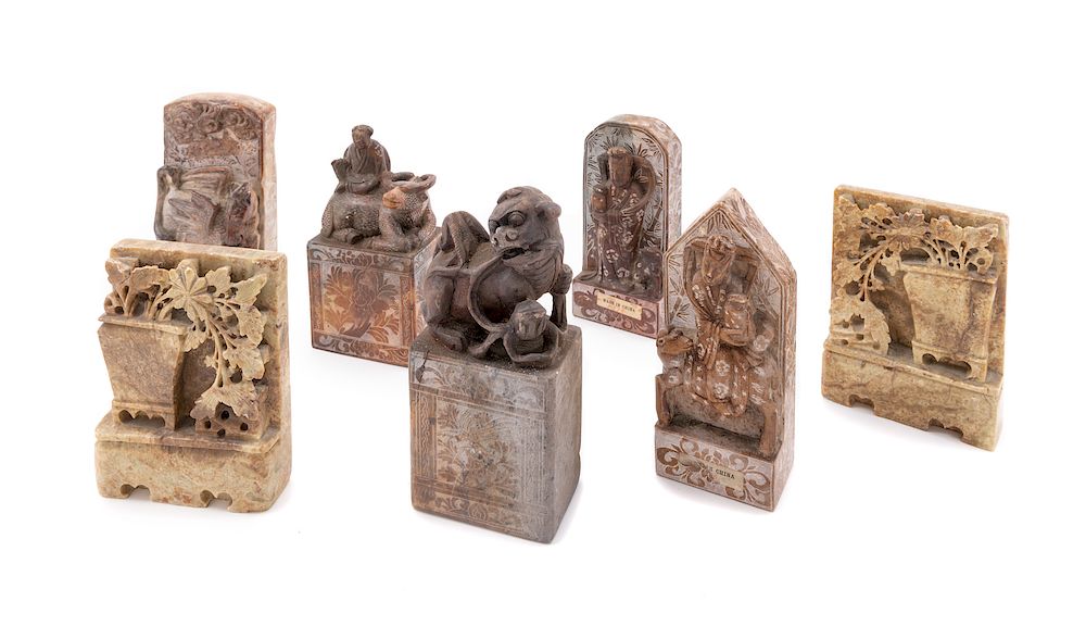 Appraisal: Nineteen Chinese Soapstone Carvings Largest height in cm Nineteen Chinese