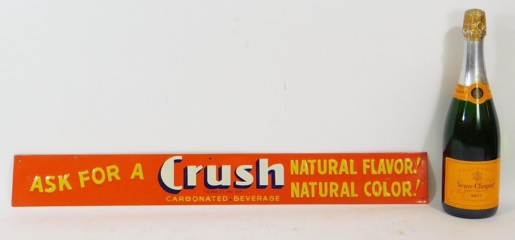 Appraisal: ORANGE CRUSH TIN LITHO ADVERTISING SIGN United States th CenturyEmbossed