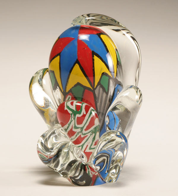 Appraisal: Gavin Heath studio glass paperweight with graffiti painted interior Signed