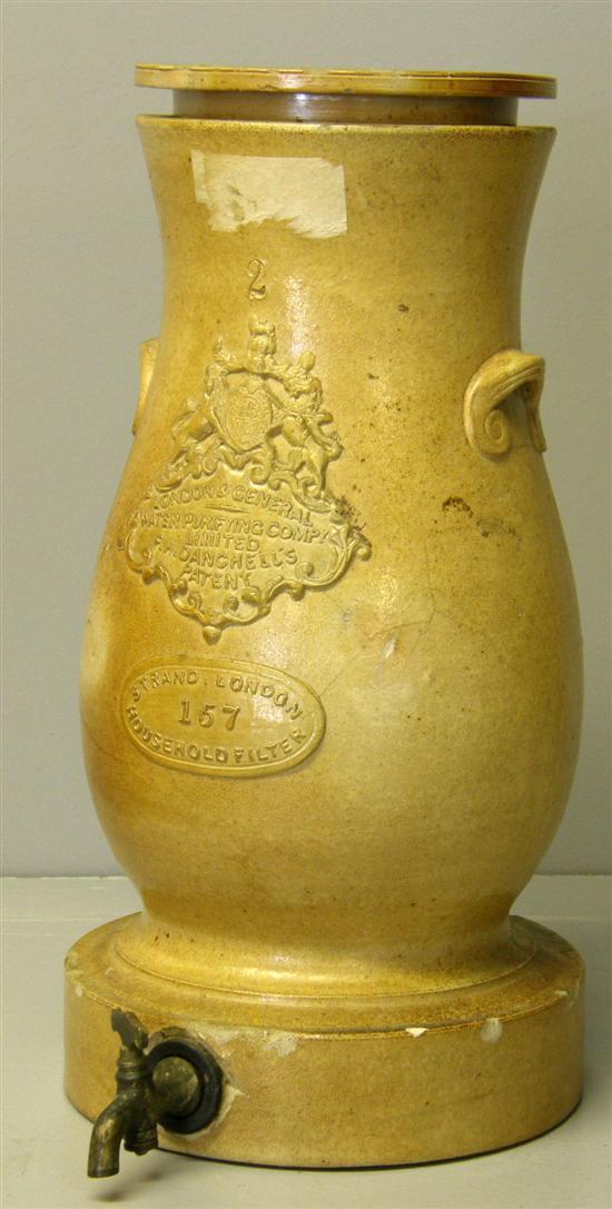 Appraisal: Nineteenth century stoneware water filter with applied crest reading 'London