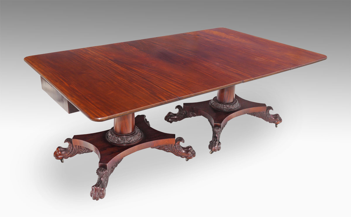 Appraisal: PERIOD EMPIRE PART DOUBLE PEDESTAL MAHOGANY BANQUET TABLE Richly grained