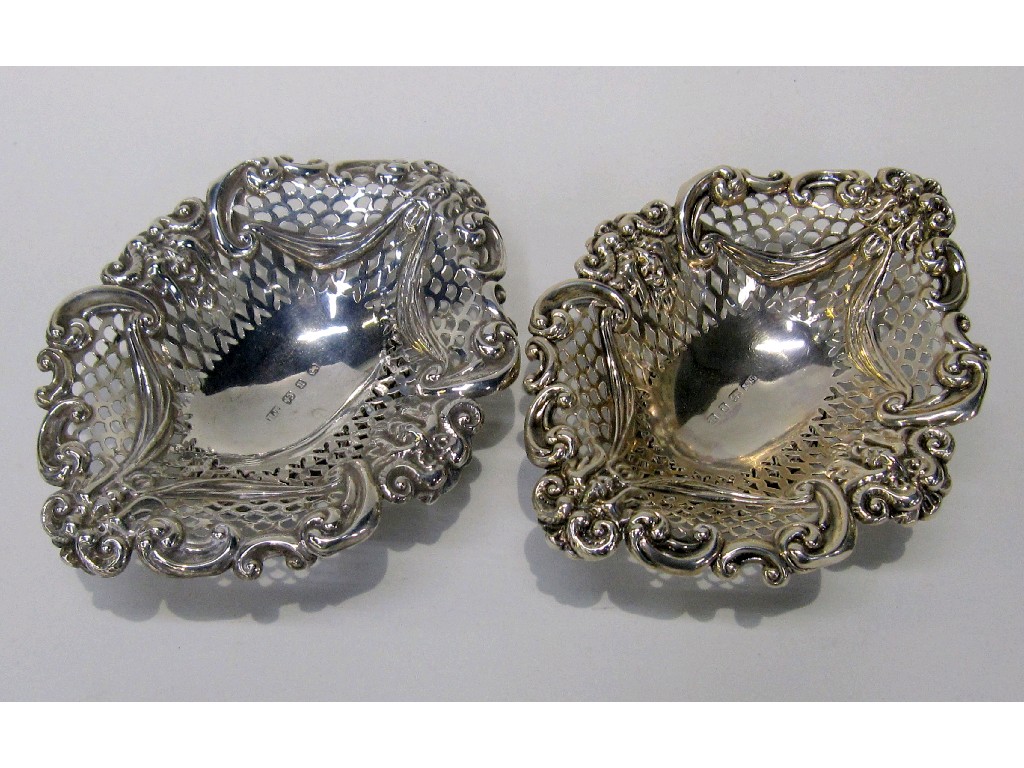 Appraisal: Pair of silver bon bon dishes Birmingham