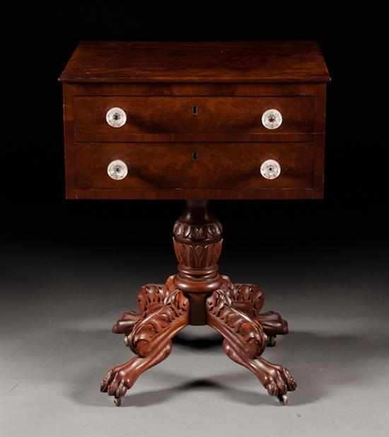 Appraisal: American Classical Revival mahogany two-drawer worktable in the New York