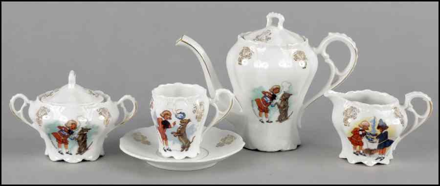 Appraisal: BUSTER BROWN PORCELAIN CHILD'S TEA SERVICE Comprised of a teapot