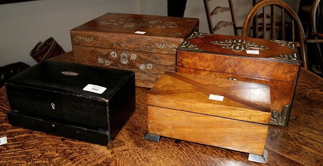 Appraisal: Victorian rosewood and mother of pearl inlaid workbox cm a