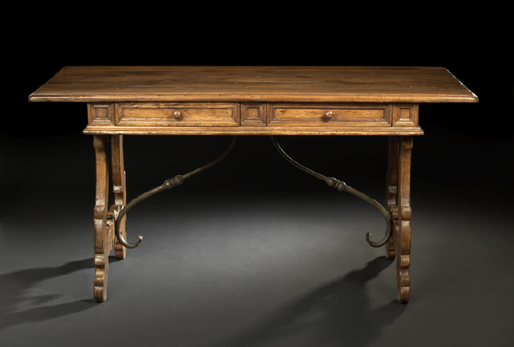 Appraisal: Spanish Walnut Writing Table fourth quarter th century the rectangular