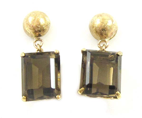 Appraisal: PAIR OF SMOKY QUARTZ AND TEN KARAT GOLD EARRINGS each