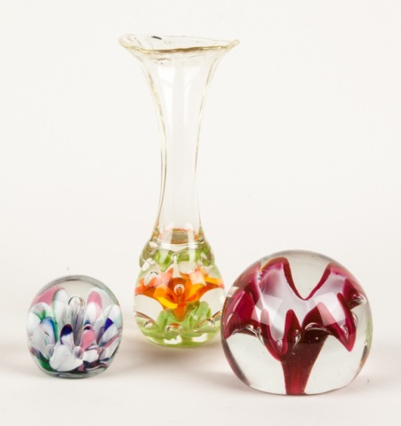 Appraisal: assorted glass paperweights th century various shapes and colors including