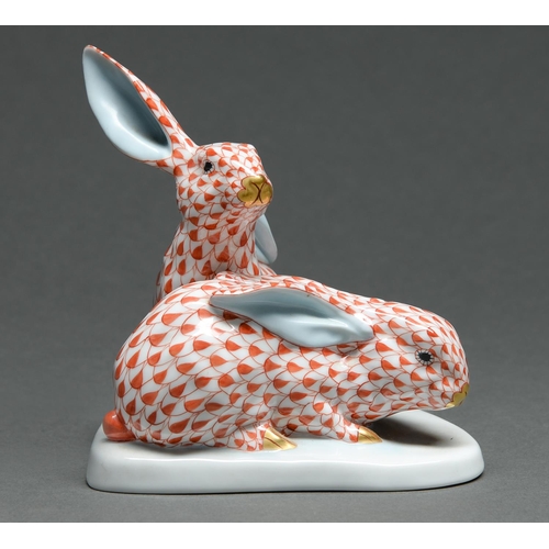 Appraisal: A Herend model of two hares on white base rust