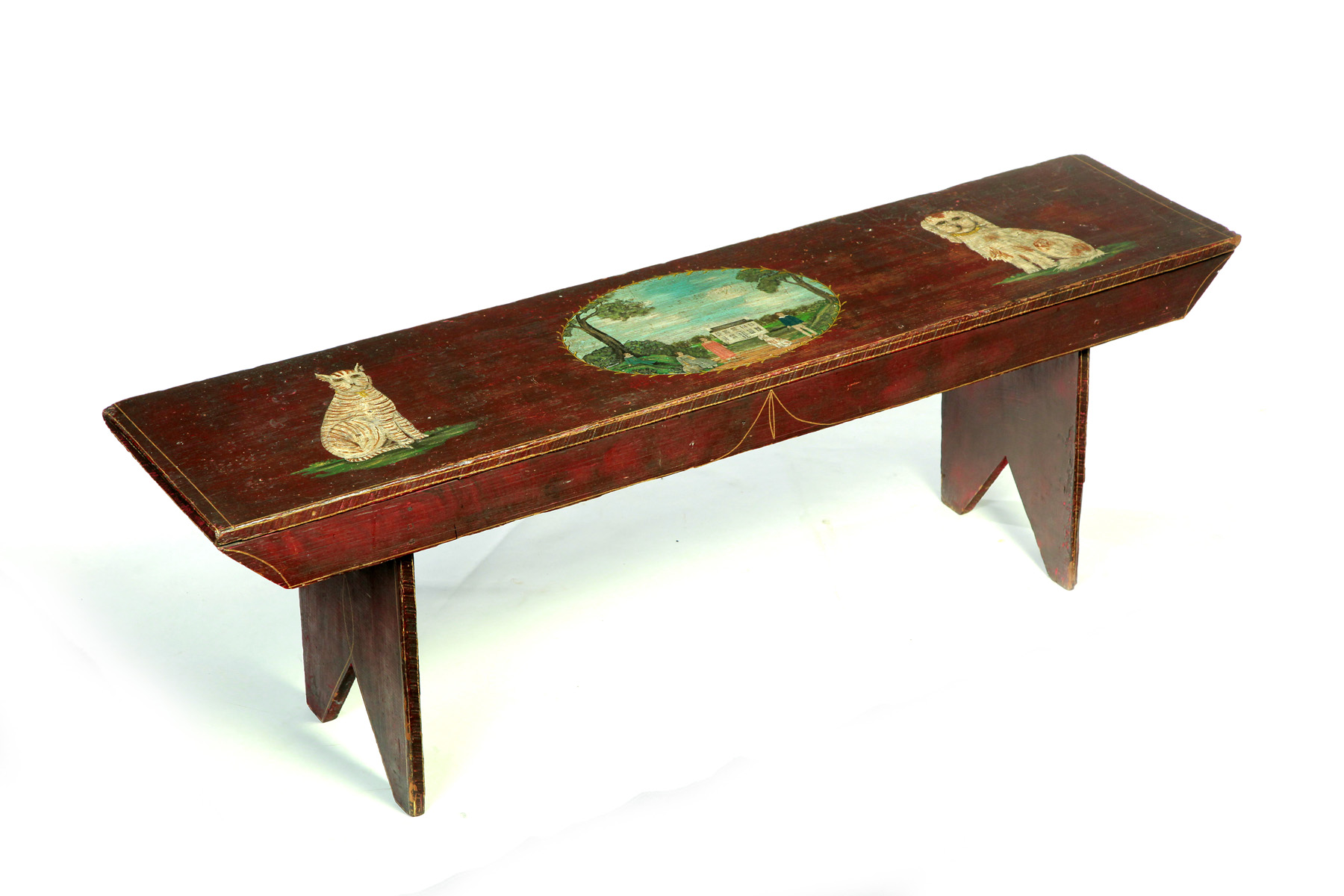 Appraisal: DECORATED BENCH BY LEW HUDNALL OHIO - Late th century